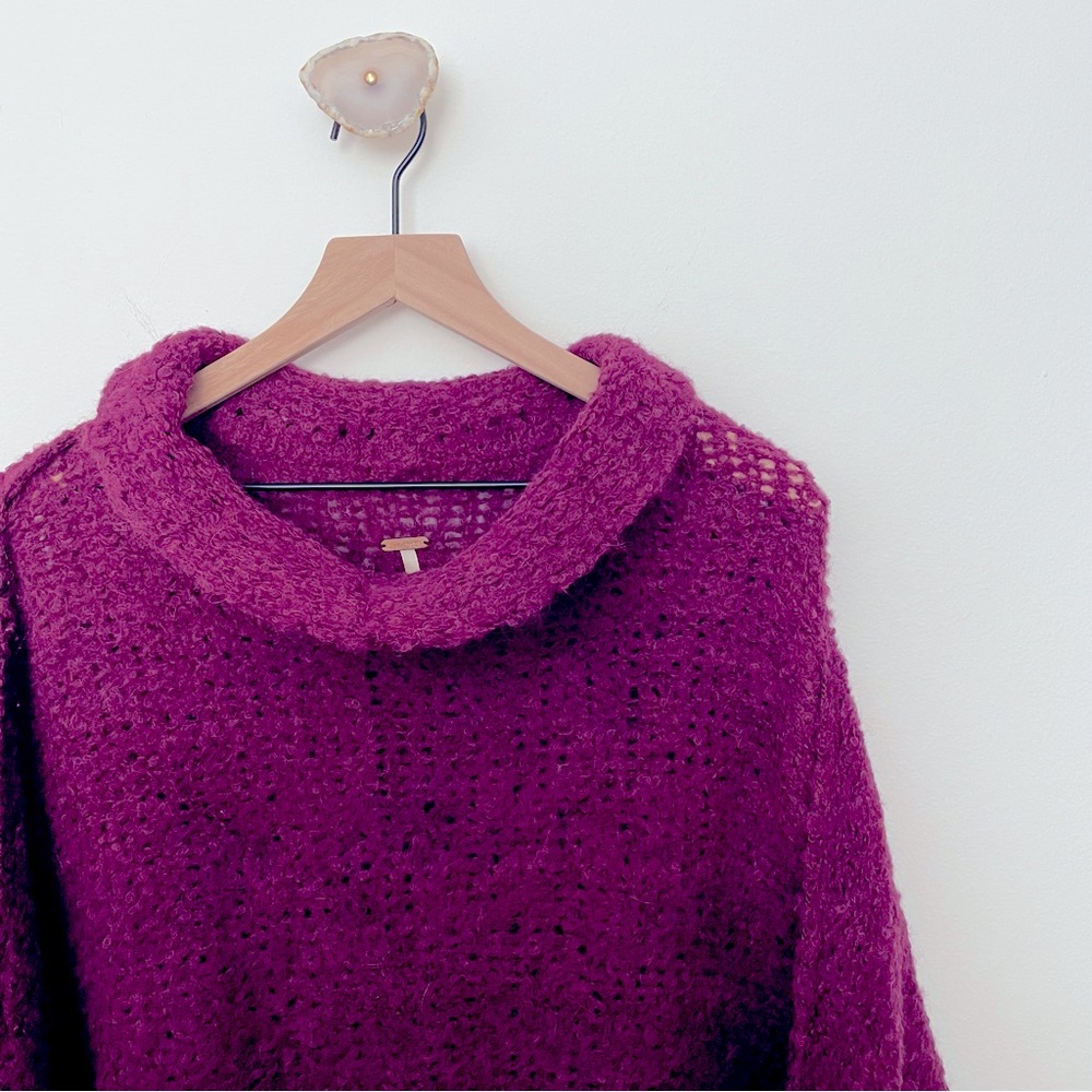 Free People Magenta Oversized Knit Sweater Size M